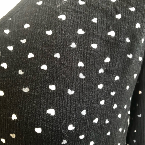 Pleione Black Heart Print Peplum Blouse Size Small - Picture 3 of 5